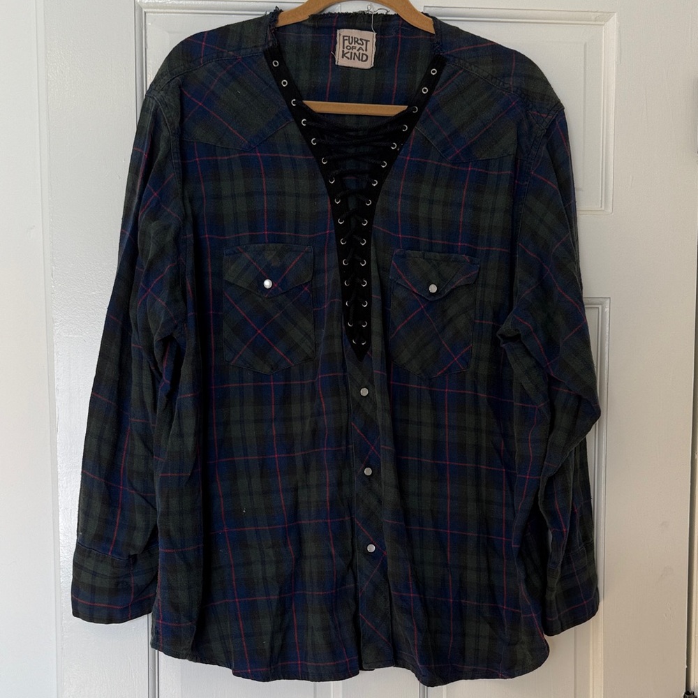 First of a Kind Women's Plaid Top - Black and Green